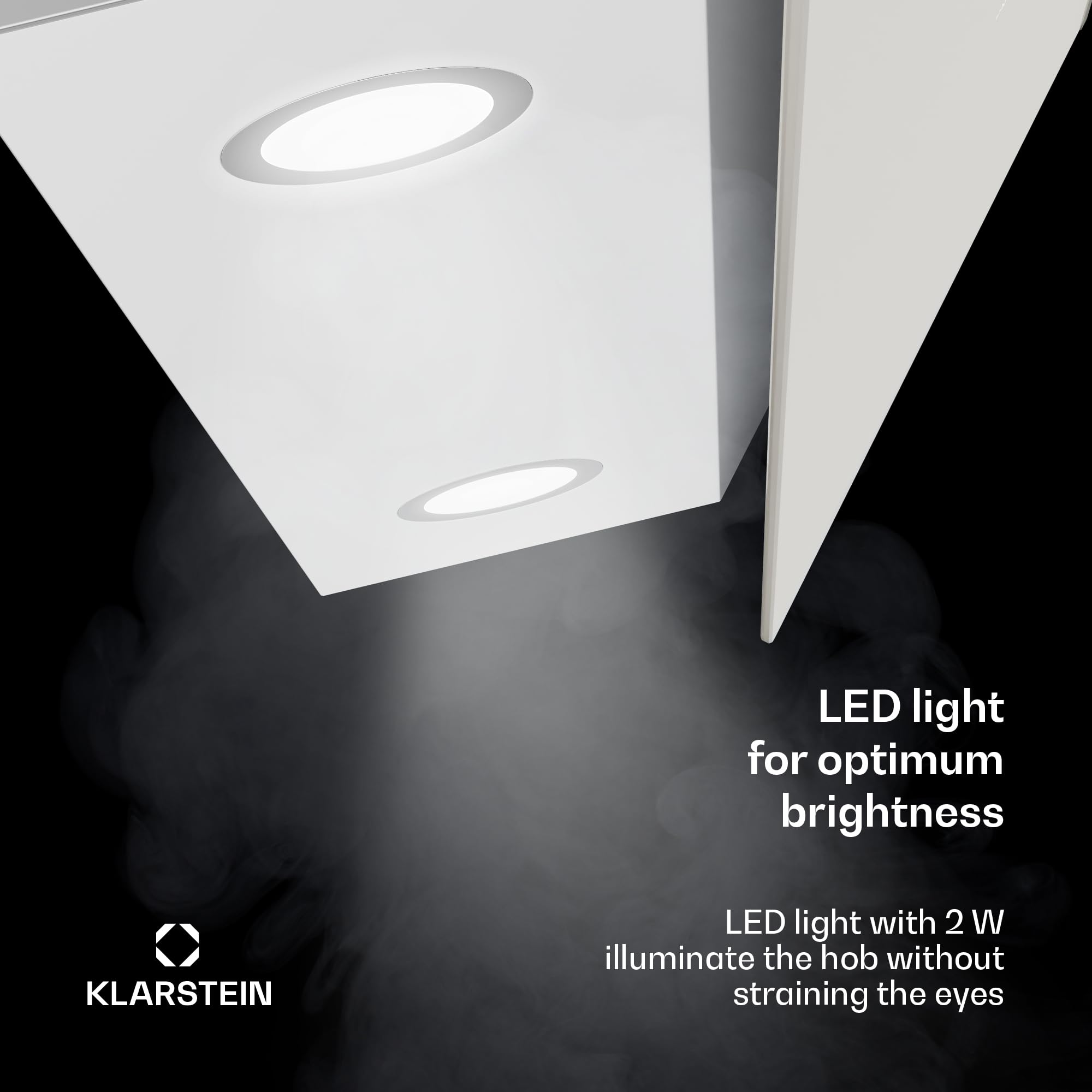 Klarstein Alina 90 Angled Cooker Hood - 600m³/h Air Flow, Touch Panel, LED Backlighting, Quiet 63dB, Energy Class A, 90cm Extractor Hood, Black