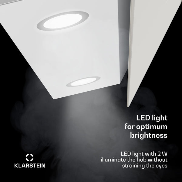 Klarstein Alina 90 Angled Cooker Hood - 600m³/h Air Flow, Touch Panel, LED Backlighting, Quiet 63dB, Energy Class A, 90cm Extractor Hood, Black