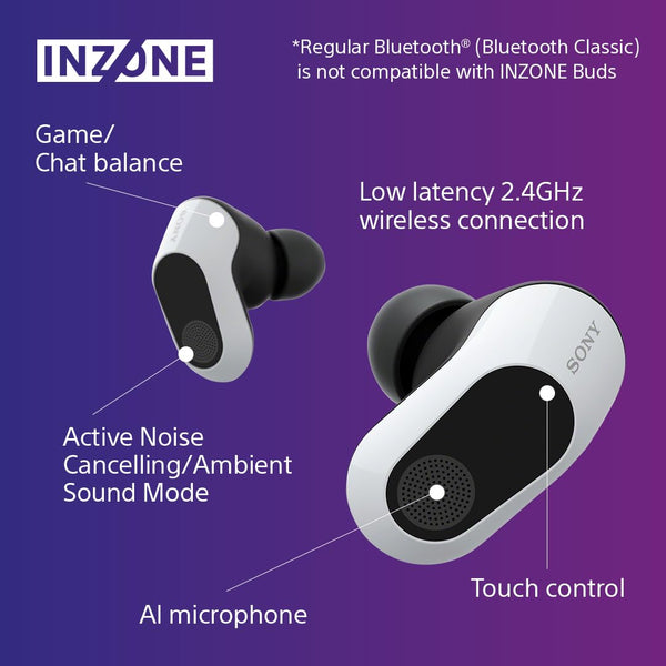 Sony INZONE H5 Wireless Gaming Headset - PC/PS5, 360 Spatial Sound for Gaming, 28H battery lifelow latency, comfortable design, microphone with AI - White