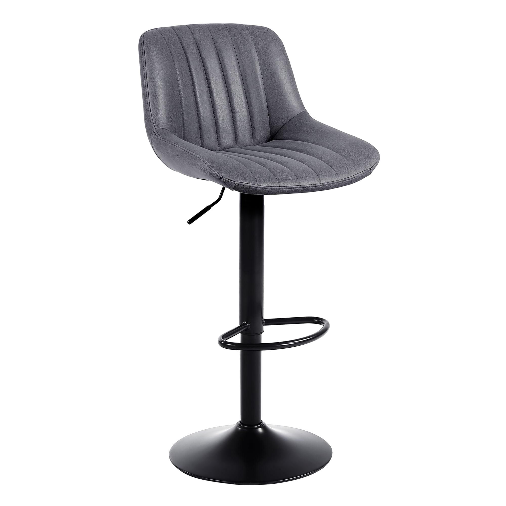 Youhauchair Bar Stools Set of 2, Swivel Counter Height Barstools with Back, Adjustable PU Leather Bar Chairs, Modern Armless Kitchen Island Stool, Black