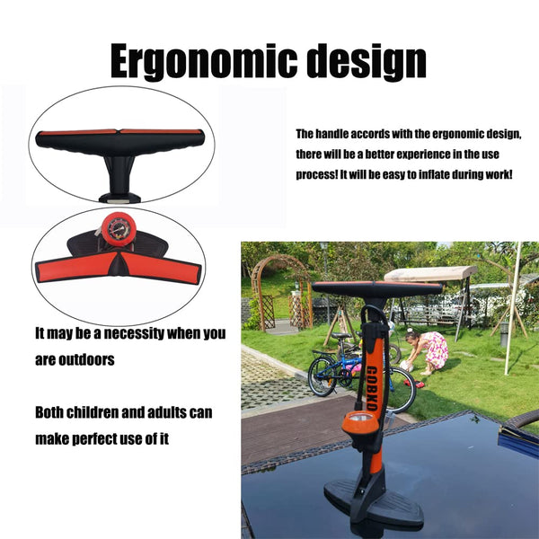 GOBKO Bike Pump Bicycle Floor Pump with Gauge, Bicycle Pumps with Presta and Schrader tire Pump multifunctional Air Pump for Road Bike MTB Sports Balls Pump High Pressure 160Psi &11Bar