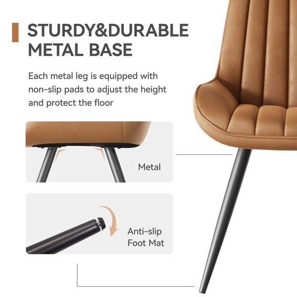 Hawthyhome Dining Chairs Set of 4 |Upholstered Chairs with 10cm Thick Seat Cushion •Upholstered Fabric Dining Chair •Kitchen Chair with Backrest •Modern Armchairs with Metal Legs •Dark Grey