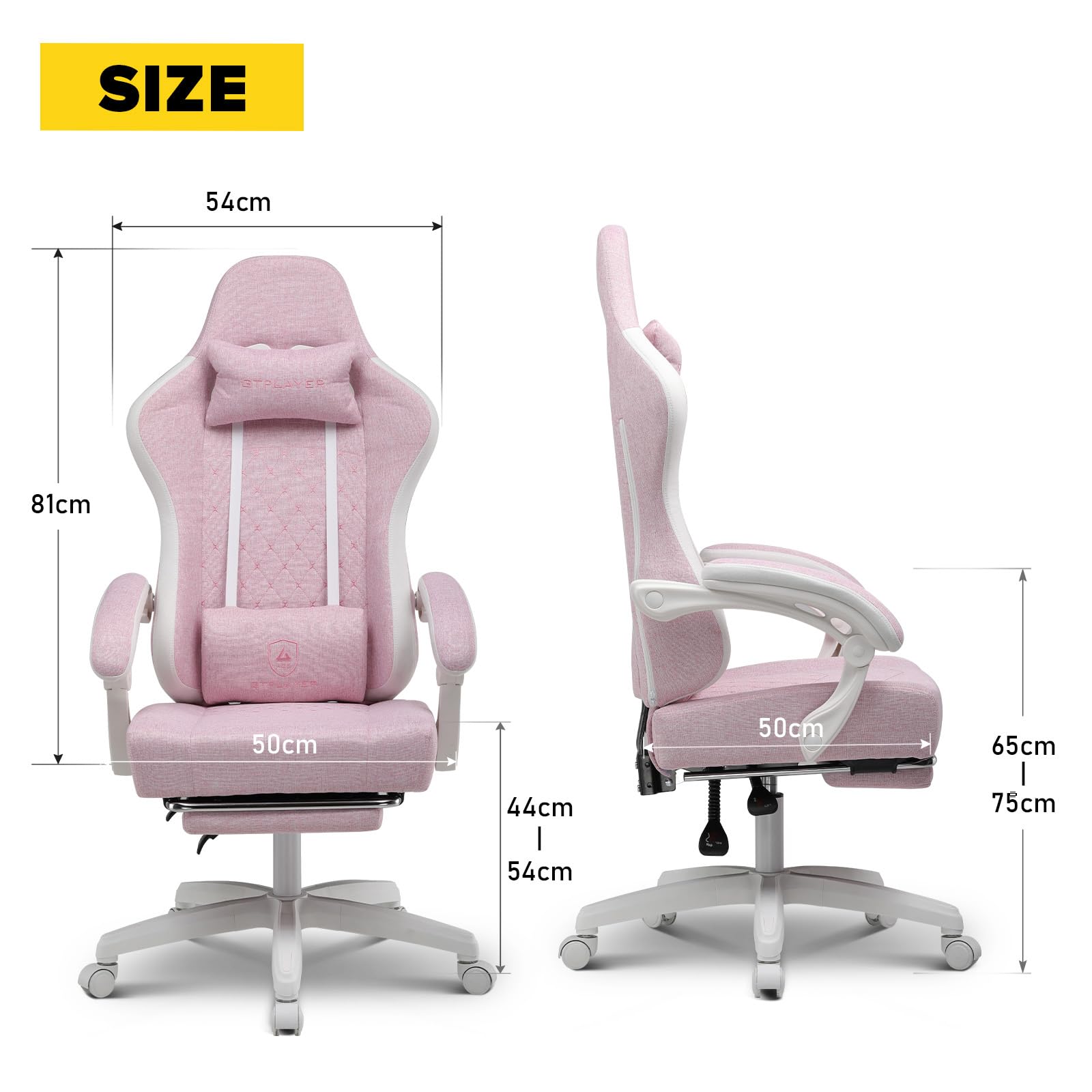 GTPLAYER Fabric Gaming Chair with Footrest, Ergonomic Computer Desk Chair with Pocket Spring Cushion Home Office High Back Support Lumbar Support Heavy Duty Wide