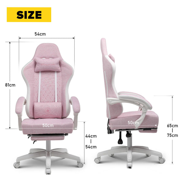 GTPLAYER Fabric Gaming Chair with Footrest, Ergonomic Computer Desk Chair with Pocket Spring Cushion Home Office High Back Support Lumbar Support Heavy Duty Wide