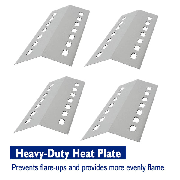 GriHero 4-Pack Stainless Steel Burner Cover for Weber, Charbroil, Kenmore, Outback Spectrum - 41 cm x 14 cm Flame Distributor BBQ Heat Plate Gas Grill