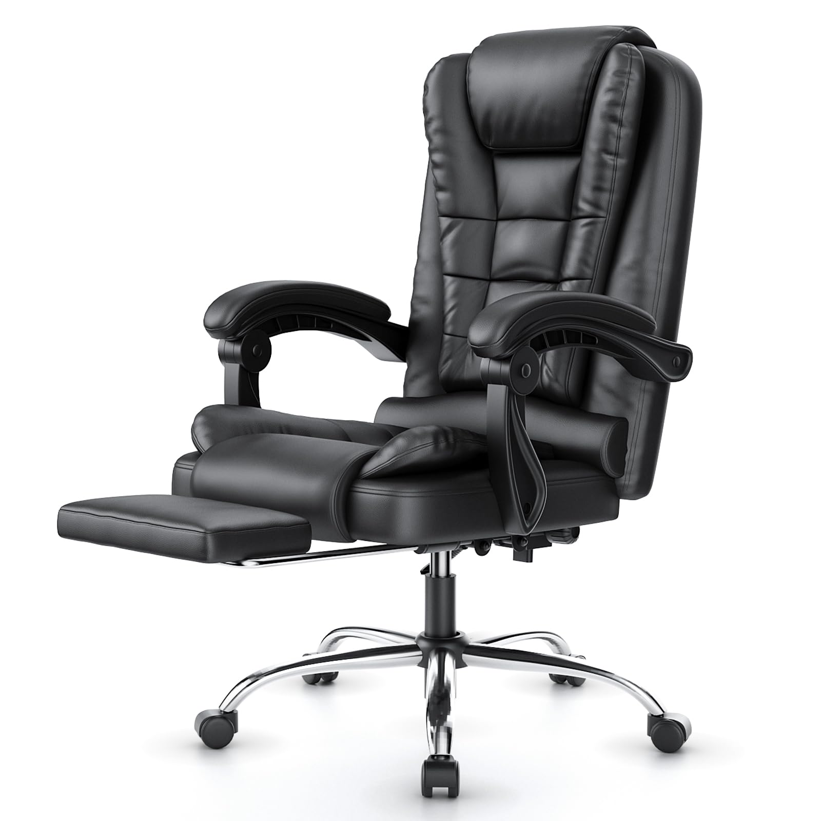 naspaluro Executive Office Chair High Back Desk Chair Ergonomic Recliner Computer Chair Gaming Chair with Tilt Function Heavy Duty for Home Office Working (Grey Fabric)