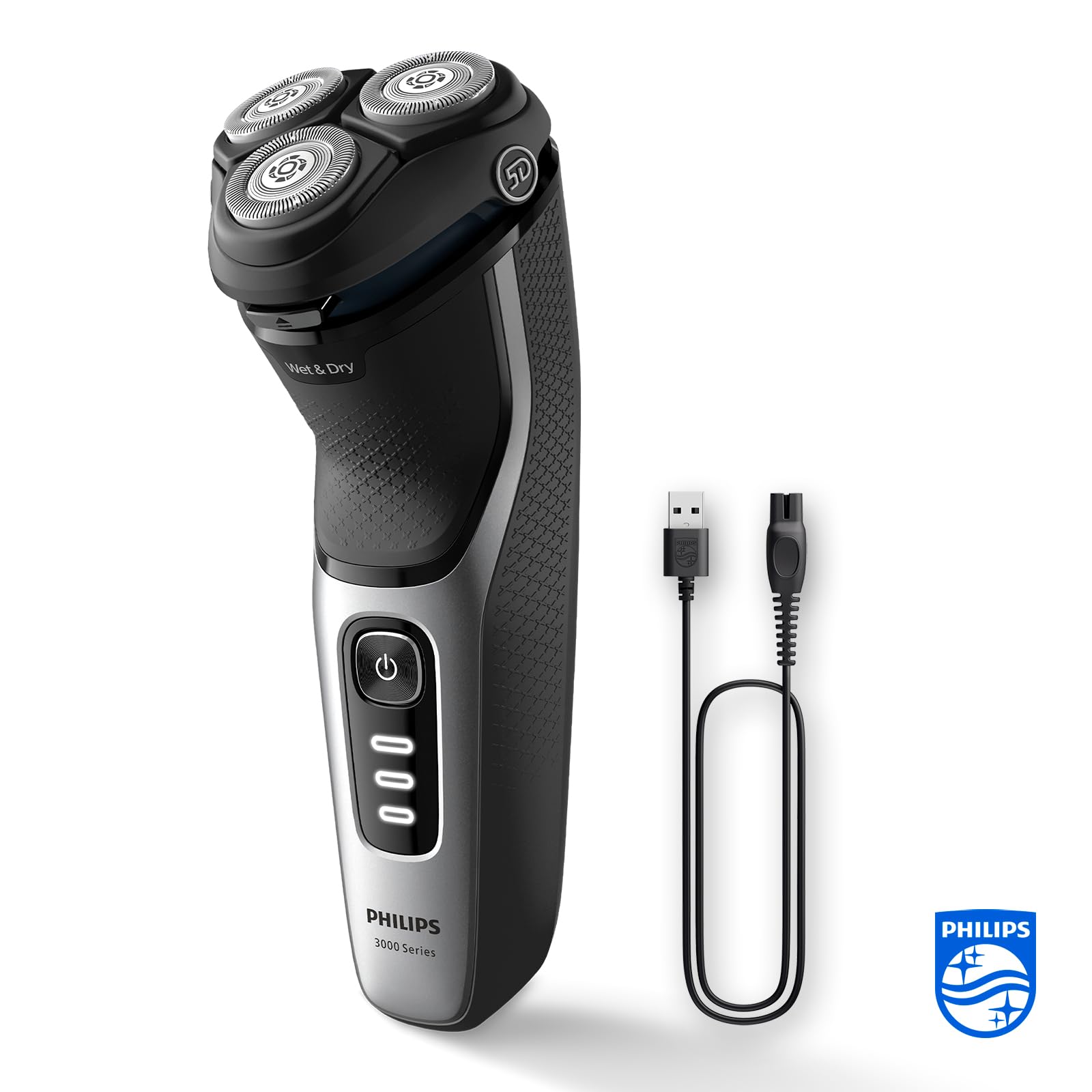 Philips Electric Shaver 3000 Series - Wet & Dry Electric Shaver for Men with SkinProtect Technology in Space Grey, Pop-up Beard Trimmer, Cordless Shaver with Travel Pouch (Model S3241/12)