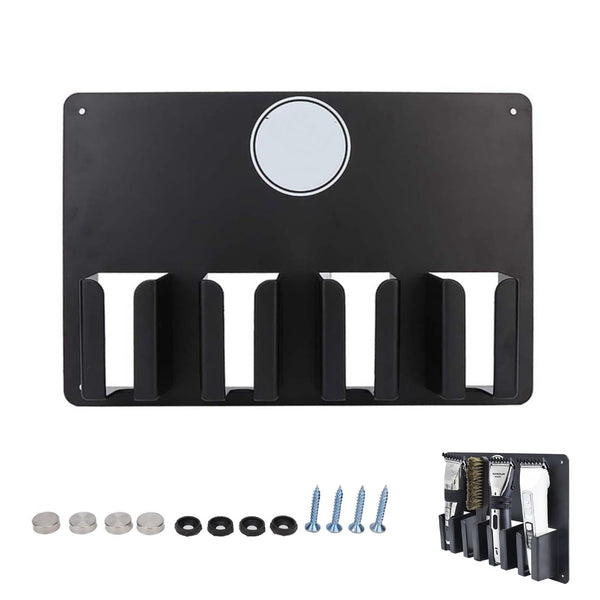 Agatige Barber Clipper Holder, 4-Slot Plastic Wall-Mounted Electric Hair Clipper Storage Rack Comb Tray Hair Cutter Stand Salon Accessories Tools for