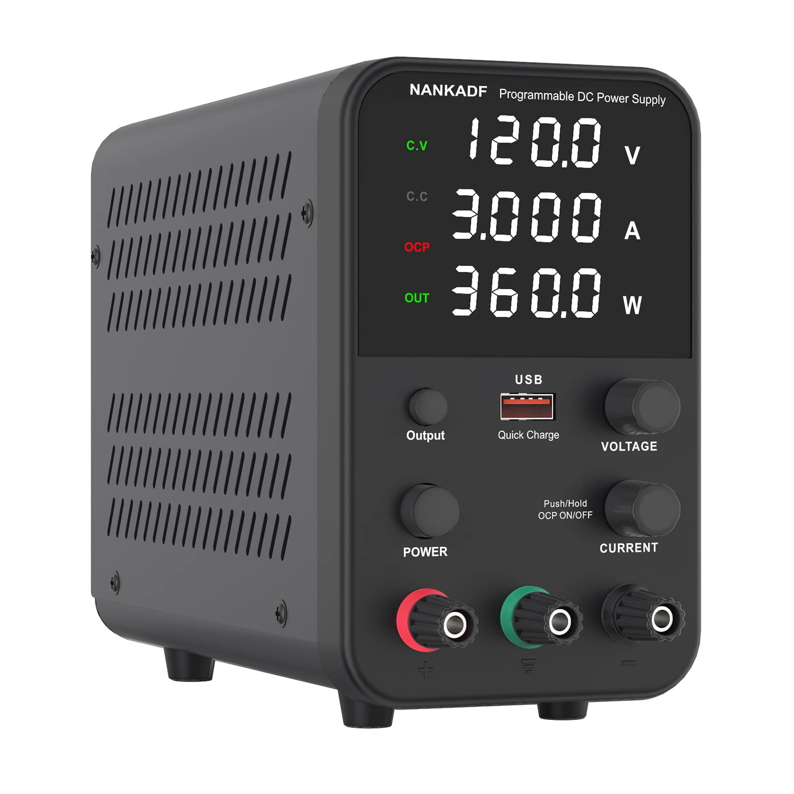 DC power supply (0-30V,0-10A) adjustable, switching power supplies, mini high precision 4-digit display with USB fast charging interface, variable lab bench power supply, output button/encoder knob