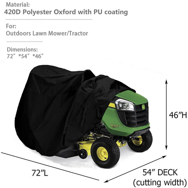 Indeed BUY Riding Lawn Mower Cover, Waterproof Tractor Cover Fits Decks up to 54",Heavy Duty 420D Polyester Oxford, Durable, UV, Water Resistant