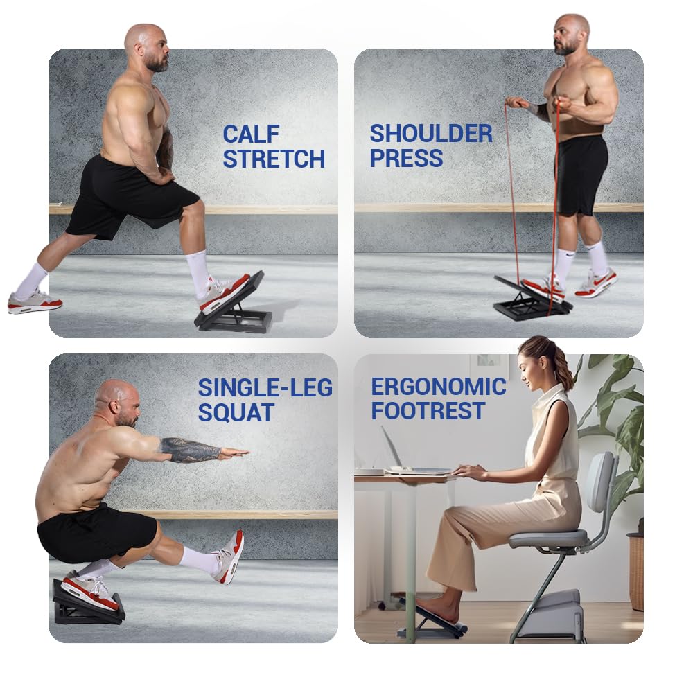 Yes4All Premium Steel/Wooden Slant Board & Calf Stretcher, Adjustable Incline Board & Non-Slip for Stretching/Squat Wedges for Deep Squats & Elevated
