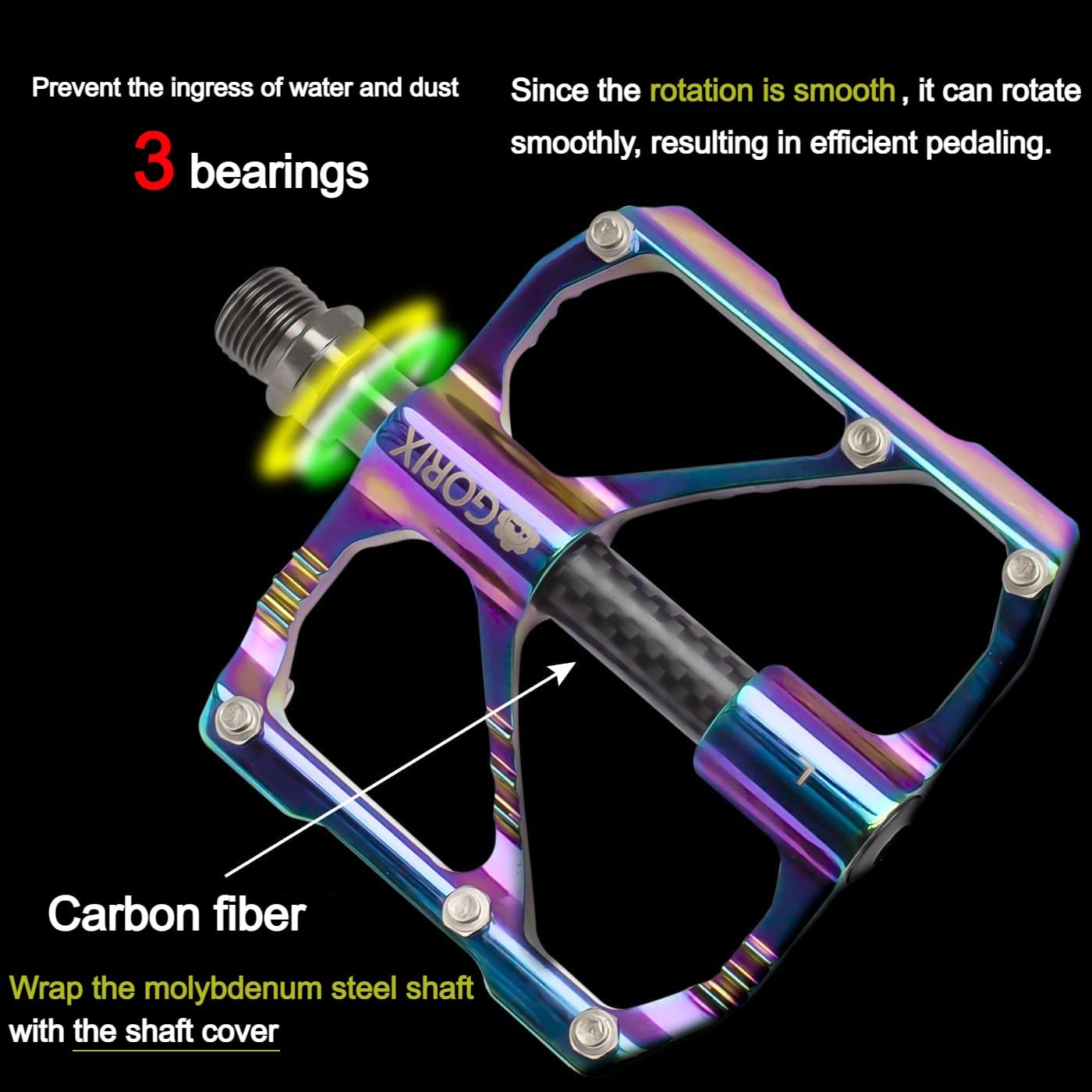 GORIX Bike Flat Pedals Oil Slick Wide CNC Lightweight With Non-slip Pin Spike Road Mountain MTB Bicycle (GX-FX61)