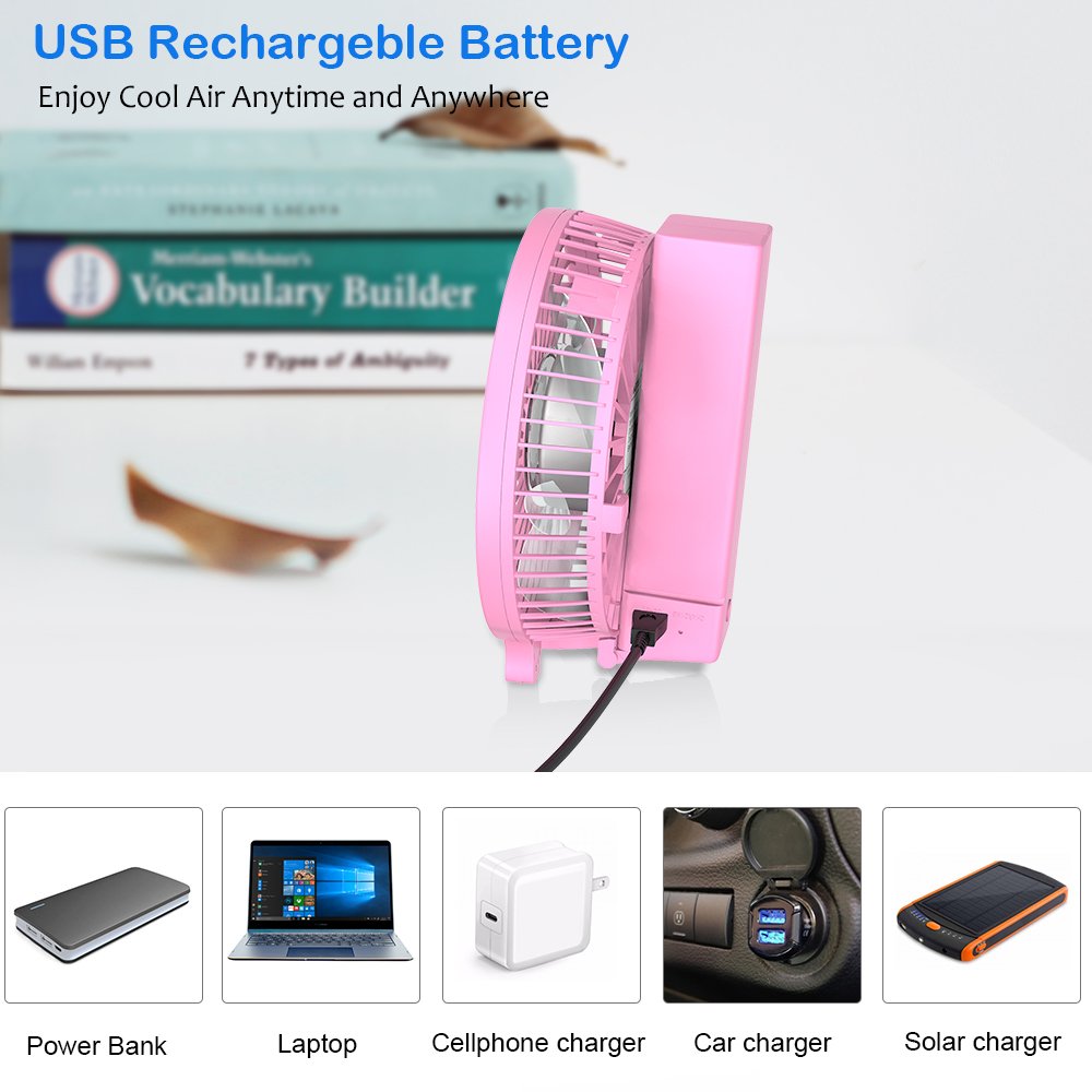 VersionTech Hand Held Fan,Portable Handheld USB Rechargeable Fans with 3 Speeds,Battery Operated Electric Powered Mini Foldable Desk Desktop Fans for Home Office Ceiling Travel Black