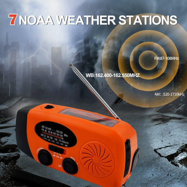 iRonsnow Solar Emergency Hand Crank Weather Radio, Portable Self Powered NOAA AM/FM Radios with SOS Alarm LED Flashlight 2000mAh Smart Phone USB Charger for Camping (Red)