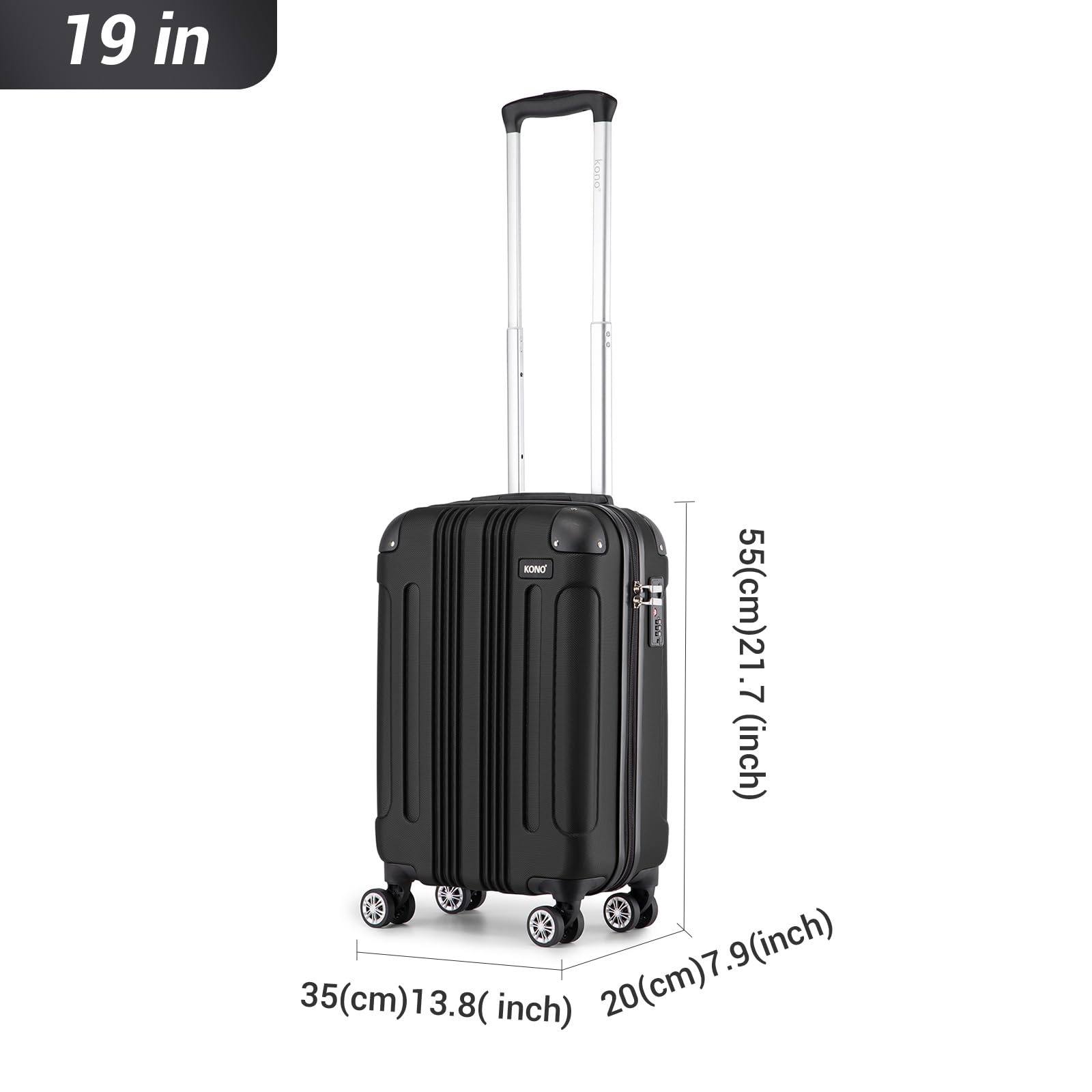 Kono 28 Inch Large Hard Shell Luggage Lightweight ABS 4 Wheels Spinner Business Trip Trolley Case Suitcase (Grey)