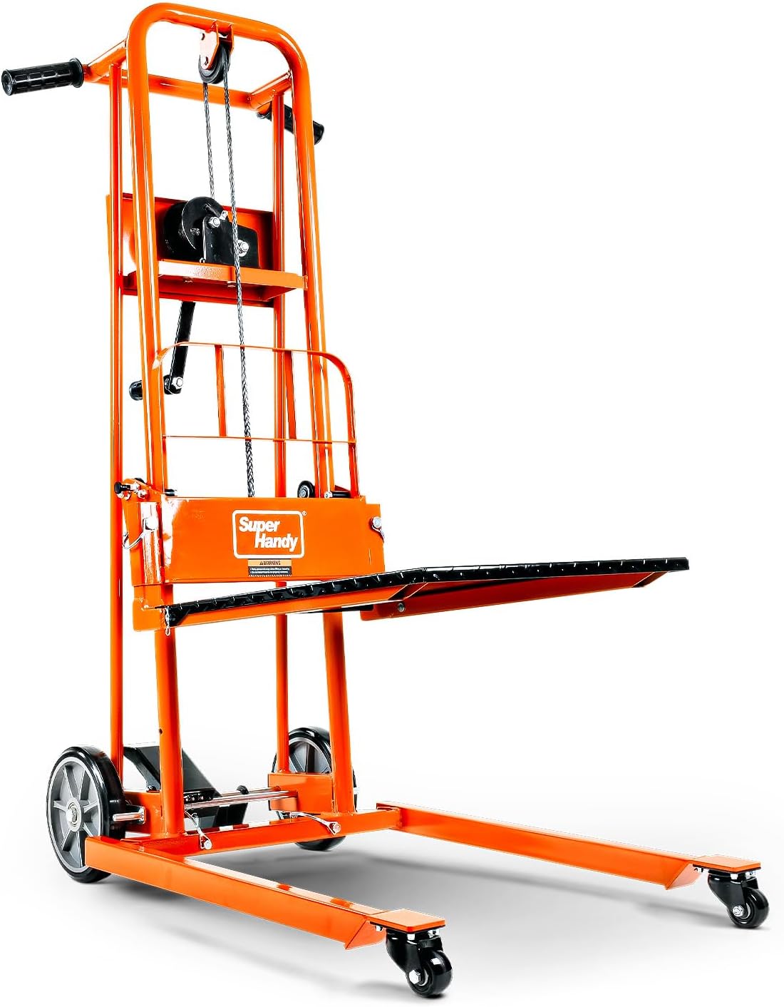 SuperHandy Hardware Lift Winch Stacker, Pallet Truck Cart, Lift Table, Fork Lift, Max Lift 150kg, 40" with 8" Wheels, Swivel Casters