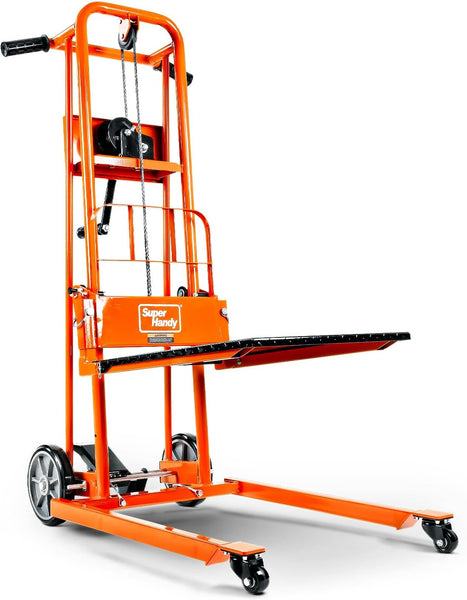 SuperHandy Hardware Lift Winch Stacker, Pallet Truck Cart, Lift Table, Fork Lift, Max Lift 150kg, 40" with 8" Wheels, Swivel Casters