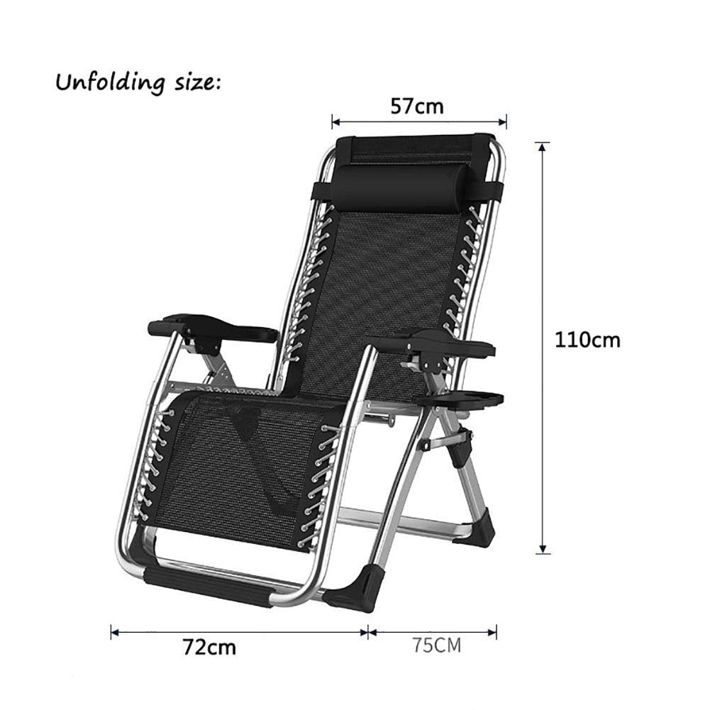 DQCHAIR Outdoor Reclining Zero Gravity Chair with Cup Holder, Extra Wide Adjustable Lounger Chair for Patio Garden Beach Pool, With Cushions Support 200kg (Black1)