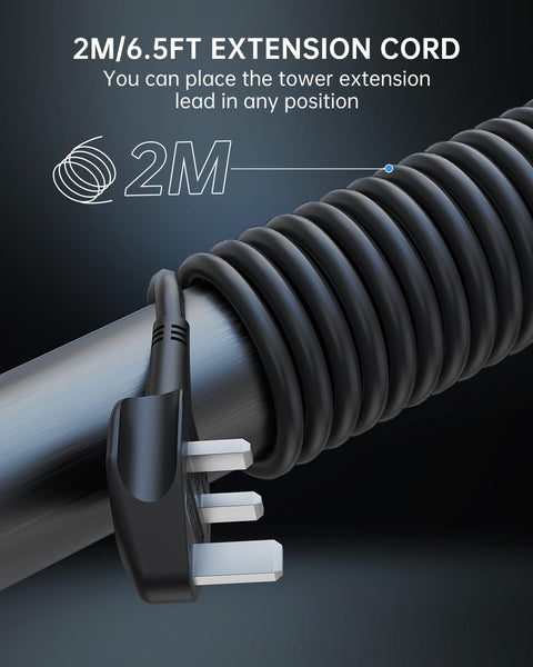 Tower Extension Lead, (3250W 13A) Extension Tower 8 AC Outlets & 4 USB Ports, Surge Protection Extension Lead with 4 Independent Switch, 17W USB C Ports Extension Cable 3M for Office, Home, Kitchen