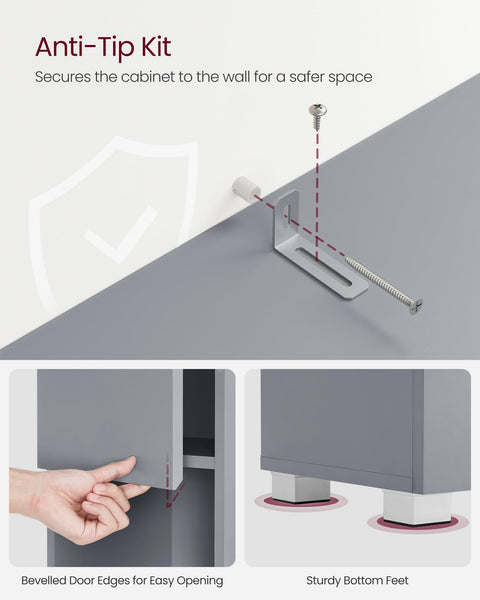 VASAGLE Tall Bathroom Cabinet, Slim Storage Cabinet, Narrow Cupboard, Bathroom Storage Unit, with a Drawer, Adjustable Shelves, 30 x 30 x 170 cm, White BBC560P31