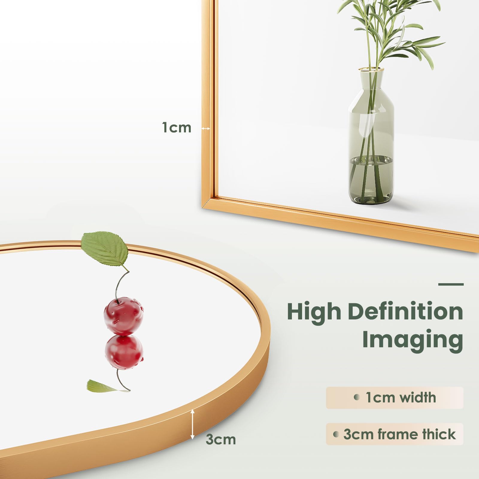 Dripex 50 x 75cm Arched Mirror, Arched Wall Mounted Mirror Home Decorative Bathroom Bedroom Living Room Dressing, Gold