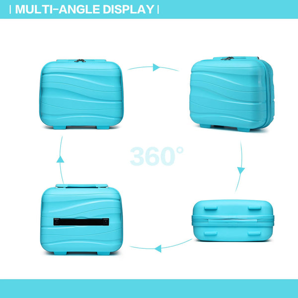 Kono Luggage Sets of 2 Piece Lightweight Polypropylene Hard Shell Suitcase with TSA Lock Spinner Wheels Travel Carry On Hand Cabin Luggage with Beauty Case (Set of 2, Black)