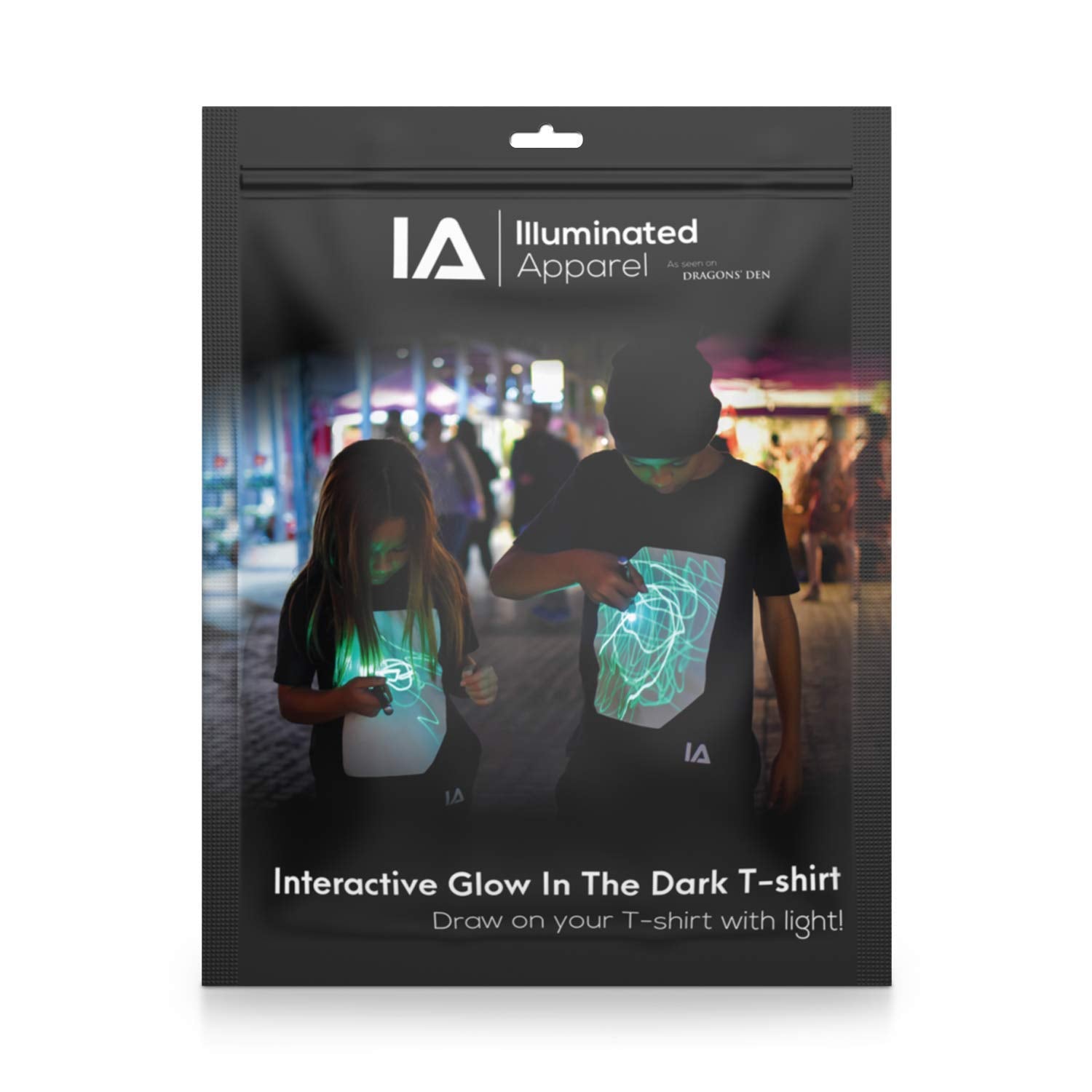 Illuminated Apparel Interactive Glow in The Dark T-Shirt - Fun for Birthday Parties & Festivals - Light up The Night