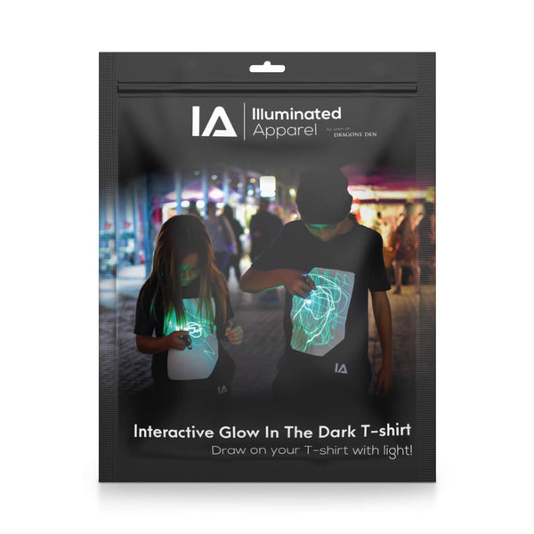 Illuminated Apparel Interactive Glow in The Dark T-Shirt - Fun for Birthday Parties & Festivals - Light up The Night