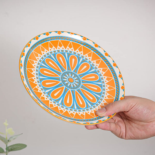 AHX Dinner Plates - Porcelain Dessert Plate - Set of 6 Multi-Coloured Salad Plates | Fruit | Appetizers | Breakfast - 8"