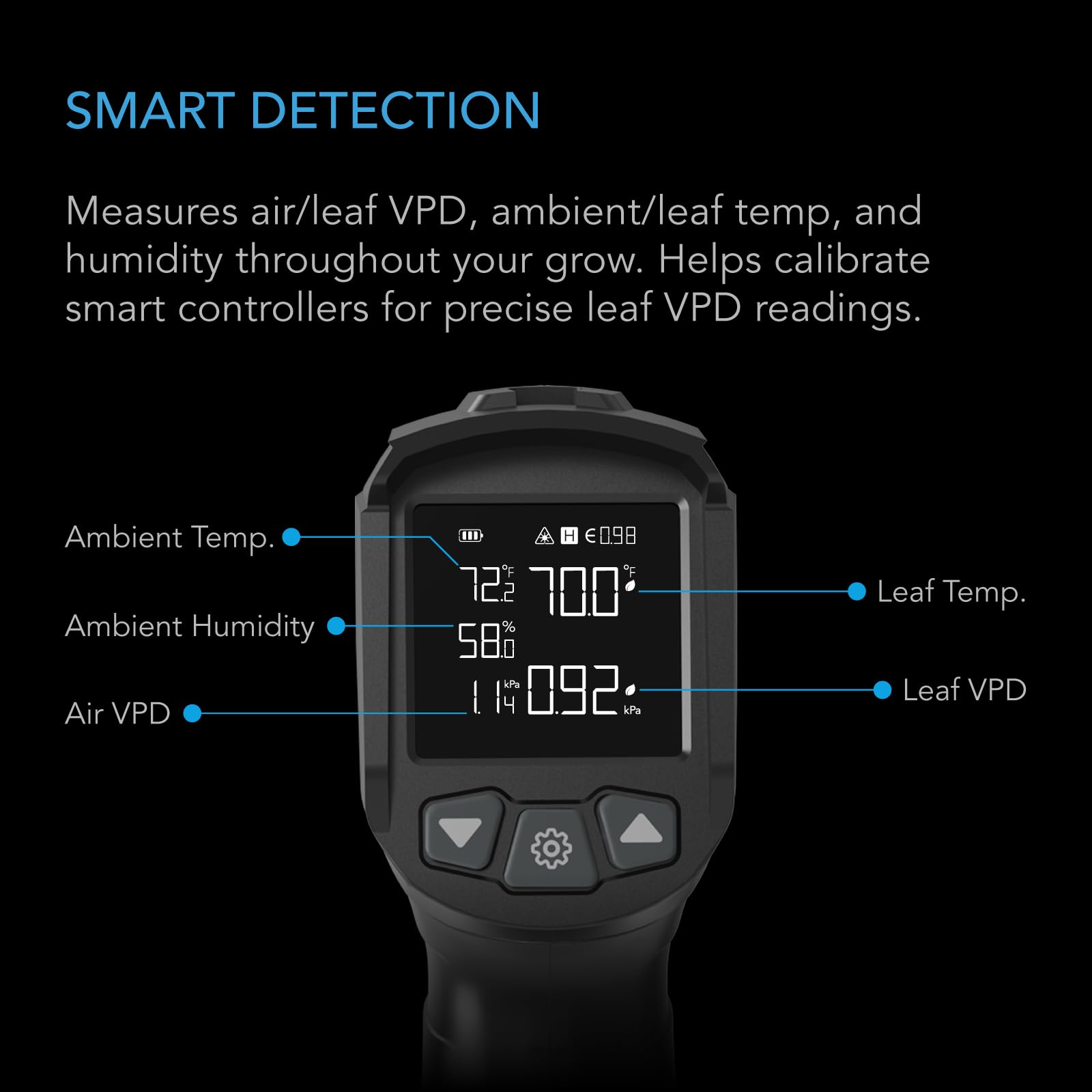AC Infinity VPD Thermometer, Handheld Environmental Monitor, Captures Leaf VPD and Temperature, Calibrates Smart Controllers, Precision Infrared Range