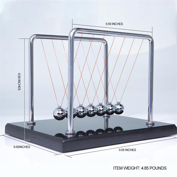 CERROPI Newton Cradle Balance Balls, 7 Ball Newton Swing, Decorative Physics Gadget for Desk, Marble Base, 11 inch, 50+ Sec Swingtime
