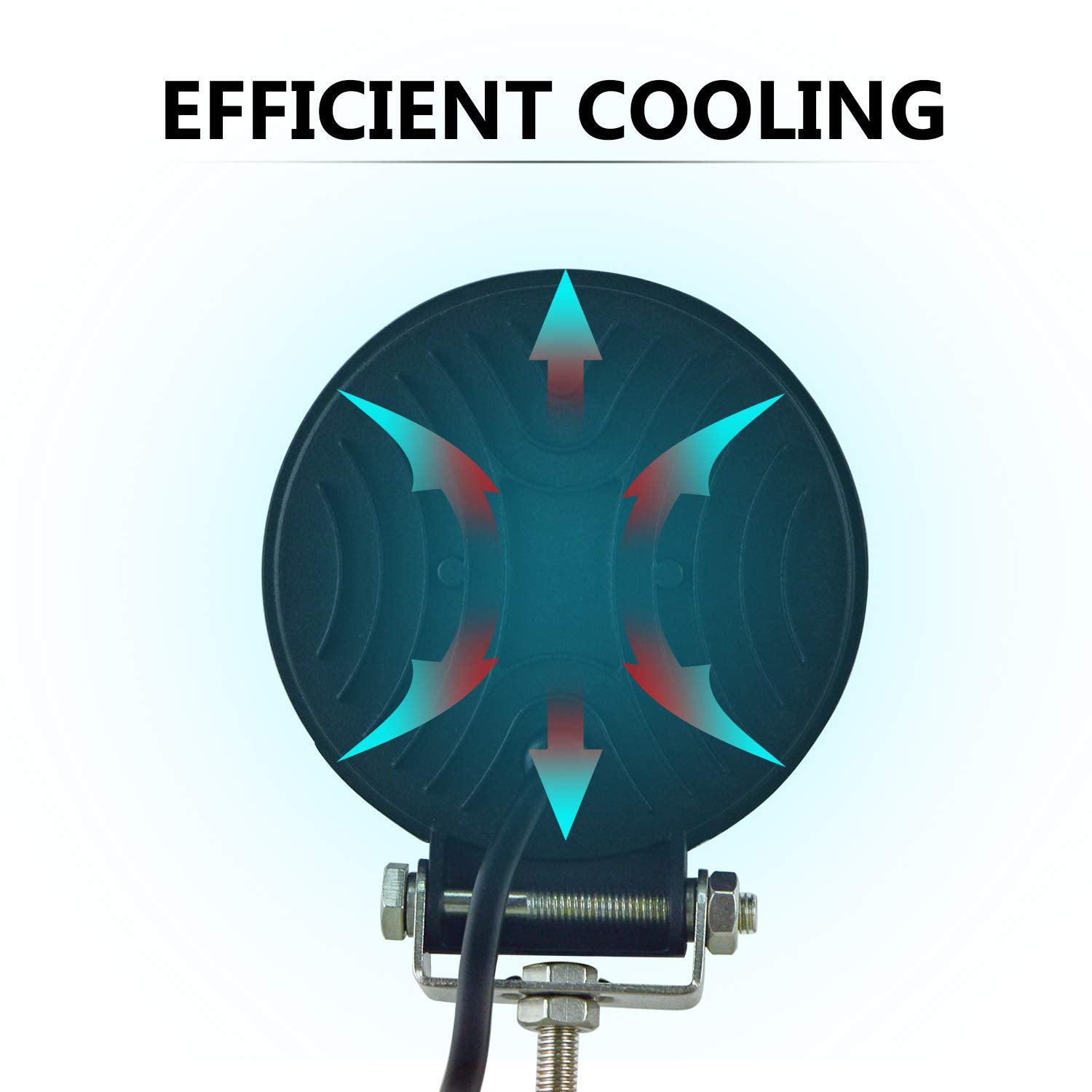 RIGIDON 2 Pcs Round Led Work Light, 4 inch 42W Flood Beam, 12V 24V Driving Lights Lamp for Car Off Road Boat Truck 4x4 SUV ATV Tractors Excavator, 6000K White, Fog Lamp