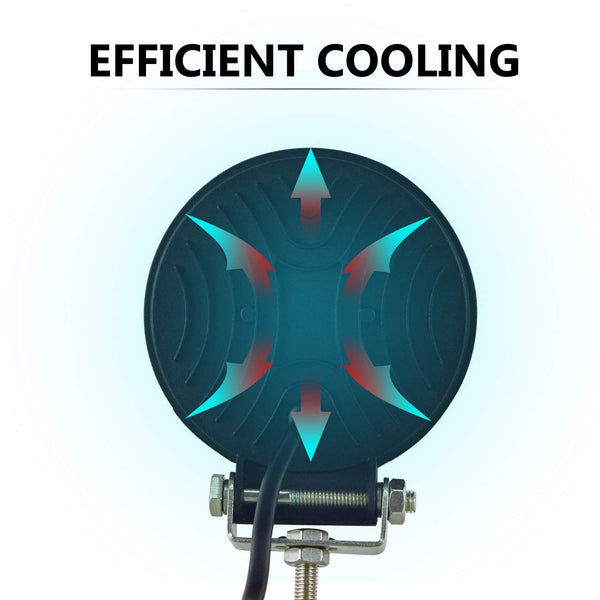 RIGIDON 2 Pcs Round Led Work Light, 4 inch 42W Flood Beam, 12V 24V Driving Lights Lamp for Car Off Road Boat Truck 4x4 SUV ATV Tractors Excavator, 6000K White, Fog Lamp