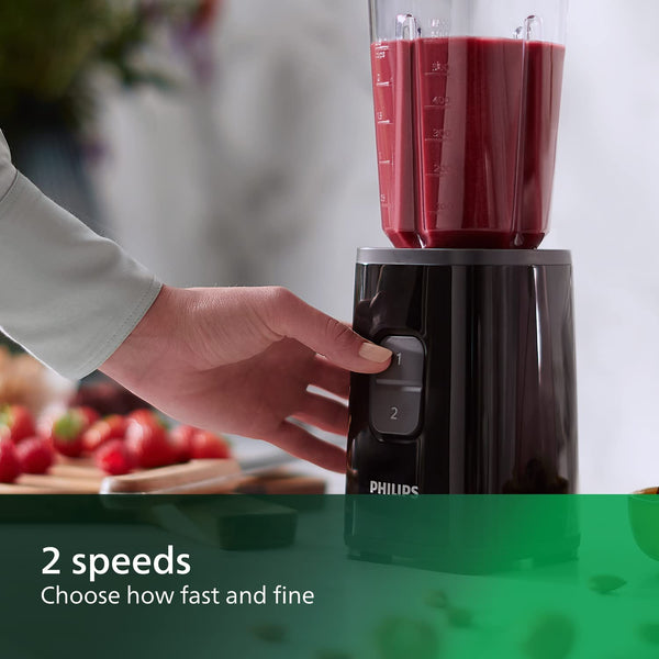 Philips Daily Collection Mini Blender and Smoothie Maker, 350W, 1L Jug, On-the-go Tumbler, Dishwasher Safe, Recipe App, 2 Speeds, Ice Crush, Quick