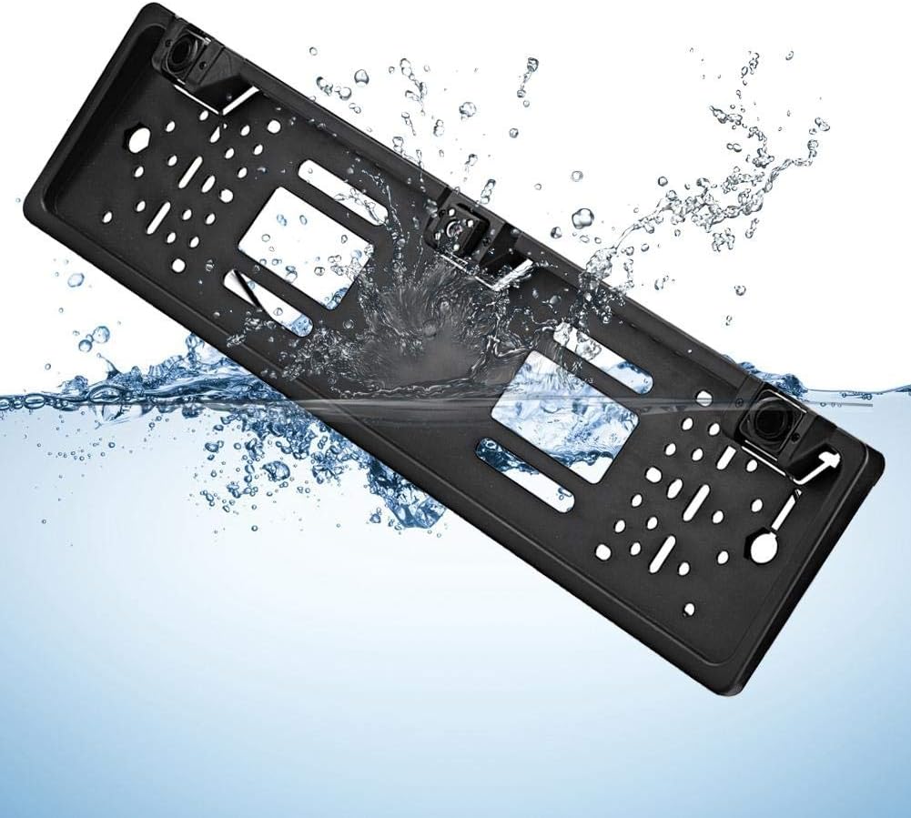 Tbest Car Frame with Backup Camera,ABS European License Plate Frame 12LED Camera Reversing Display Parking Sensor Car Accessories