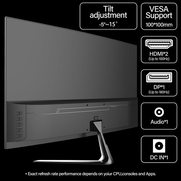 Curved Monitor 27 Inch 100Hz, PC Gaming Monitor with Speakers, AMD FreeSync Full HD 1080p Ultra-Thin Zero Frame Display for Home Office Business