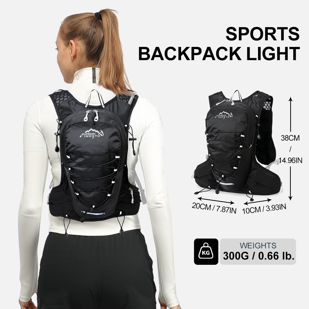 INOXTO running water bag vest backpack with 1.5L water bladder hydration pack backpack suitable for running, cycling, mountain climbing, camping for