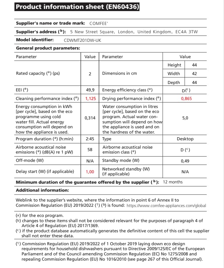 COMFEE' Table Top Dishwasher with 6 Place Settings, Mini Countertop Dishwasher for Small Families, Couples, LED display, Delay Start, 47dB Quiet Noise, White