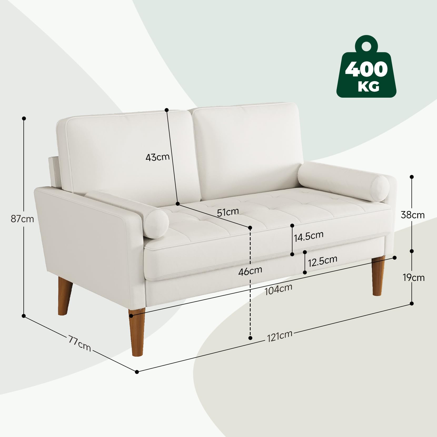 Vesgantti Small 2 Seater Sofa Blue, Comfy Sofa Couch with Spring Cushion, Velvet Sofa with Wood Legs, Modern Love Seat Sofa, Sofa 2 Seater for Living Room, Small Sofa for Bedroom, Blue Office Sofa