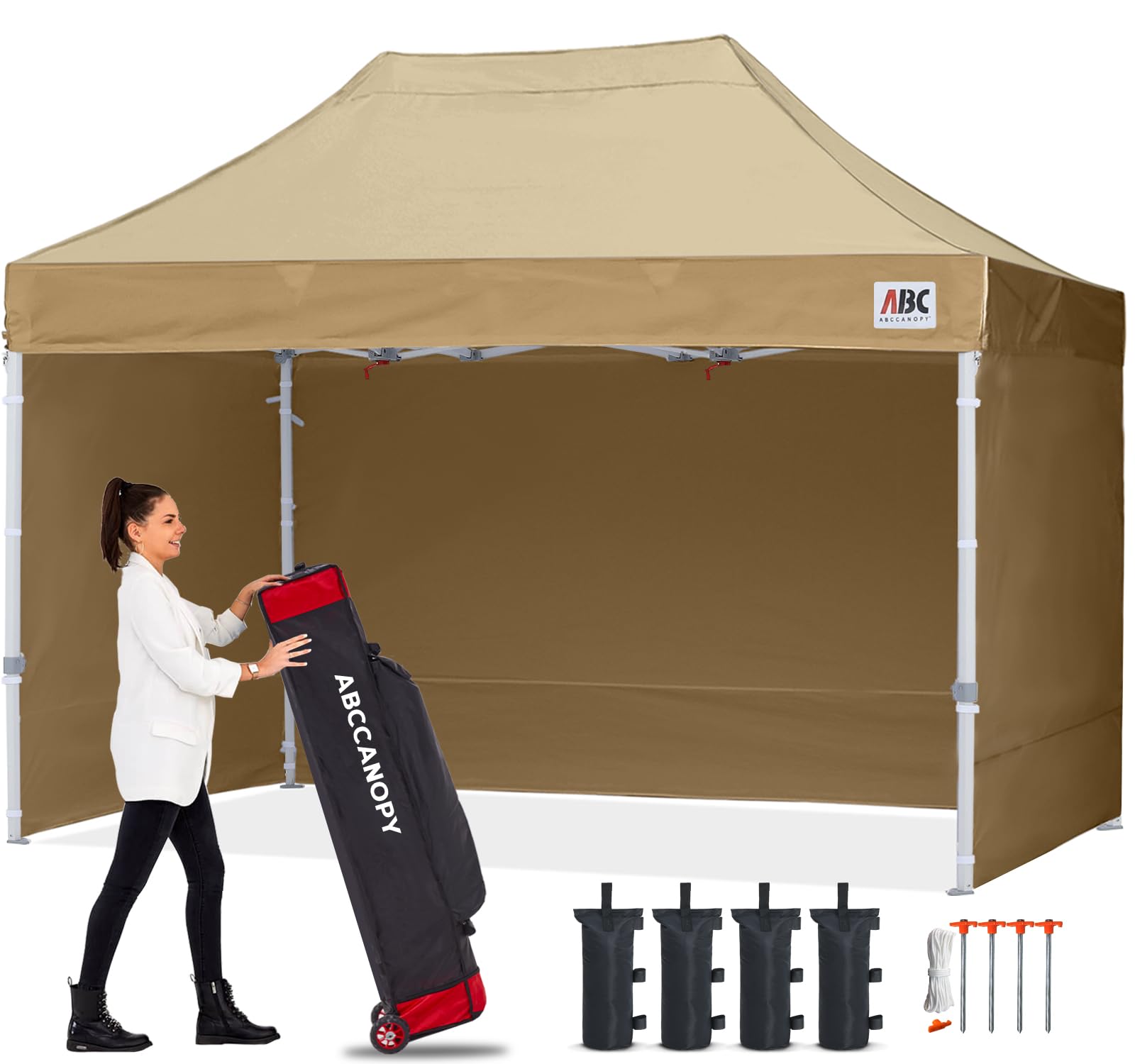 ABCCANOPY 3x6M Pop Up Gazebo Canopy Commercial Tents Market stall with 4 Removable Sidewalls and Roller Bag Bonus 4 Weight Bags (Grey)