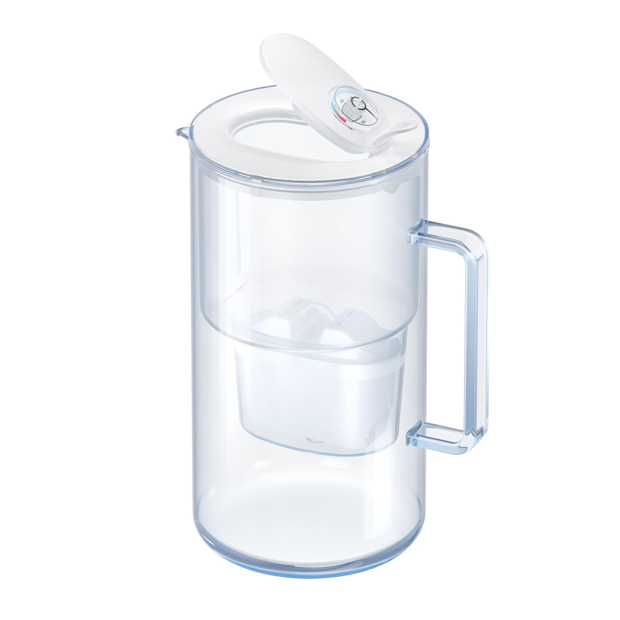 AQUAPHOR Glass White Water Filter Jug - Take to Table Premium Glass Design Jug with Easy-Fill Flip-Open Lid, 2.5L Capacity, 1 X MAXFOR+ Filter