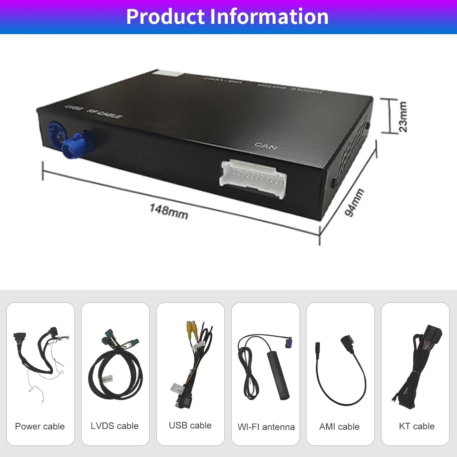 Road Top Wireless Carplay Android Auto Retrofit Kit for Audi A3 2013-2018 Year, Carplay Retrofit Kit Decoder, Support Mirror Link, Reverse Camera, Navigation