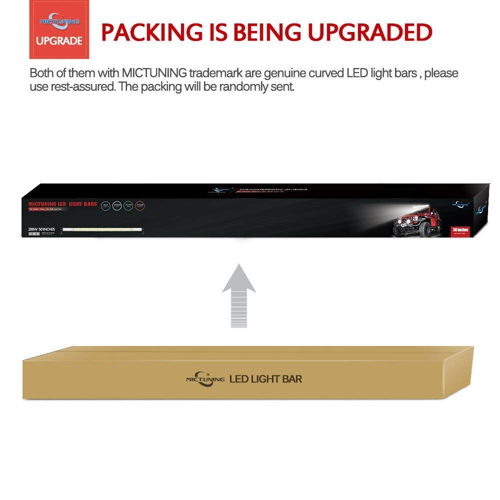 MICTUNING 50 Inch 288W Curved Led Light Bar-Work Lights Flood Spot Combo Beam Waterproof 10-32v for 4WD SUV UTE Offroad Truck ATV UTV