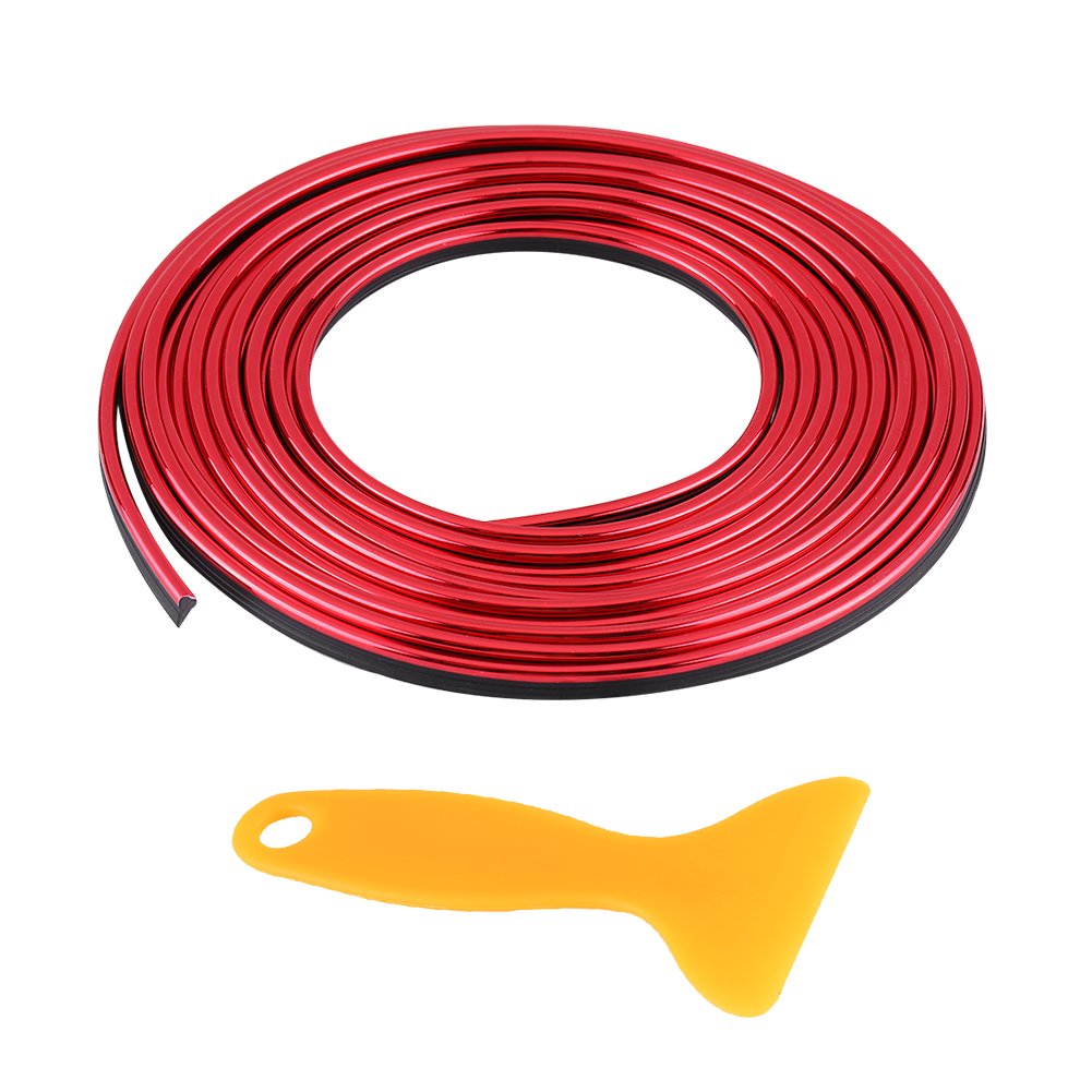Car Interior Decor Line, 5m 16.4ft Universal Car Interior Moulding Strips Dashboard Air Vent Steering-wheel Decor Line Interior Decoration Sticker(Red)