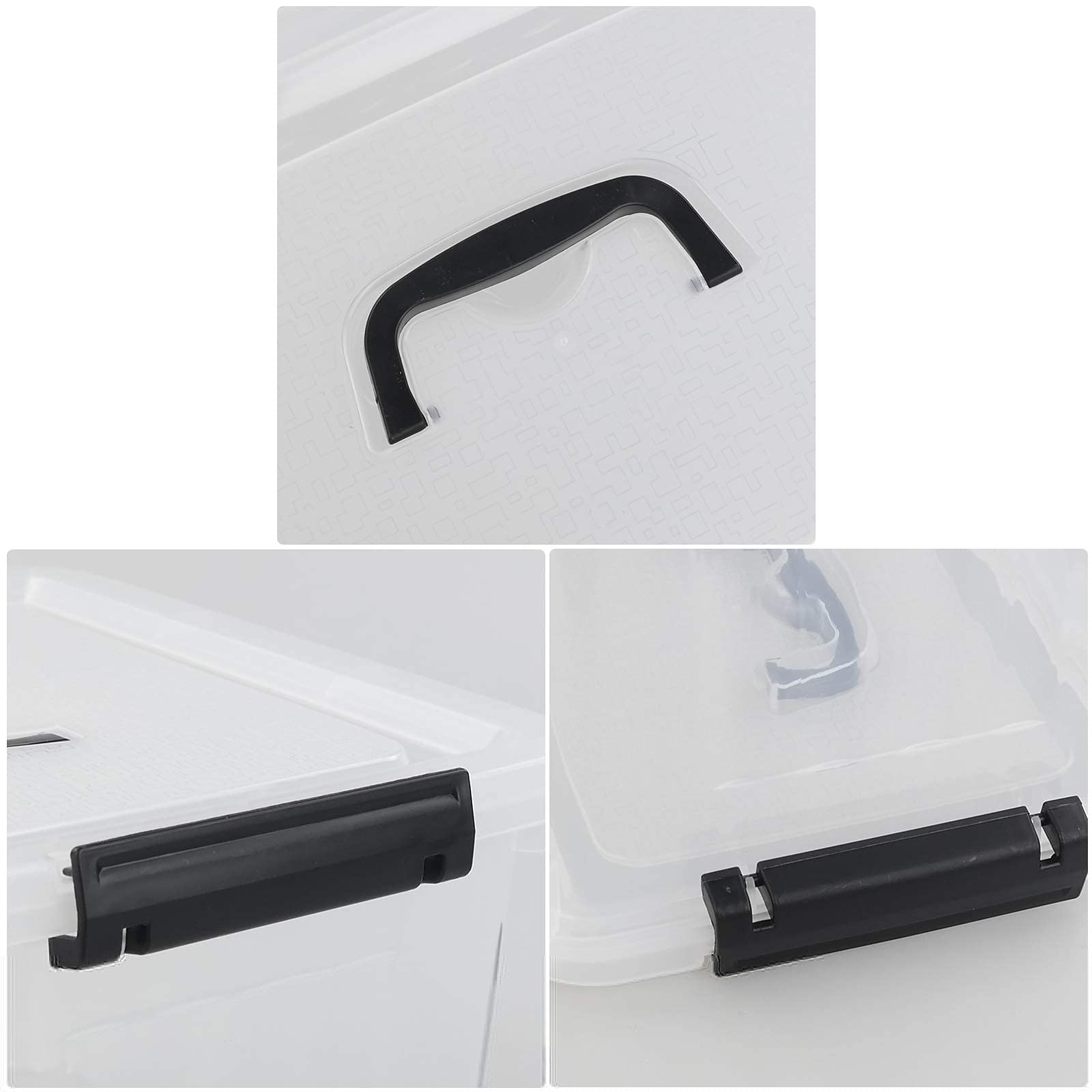 Nesmilers 6 Packs Plastic Storage Box, 12 L Storage Container, Clear Box with Lid