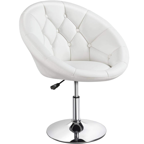 Yaheetech Swivel Vanity Chair Dressing Table Chair Comfy Vanity Stool for Bedroom Salon Make up Room, White