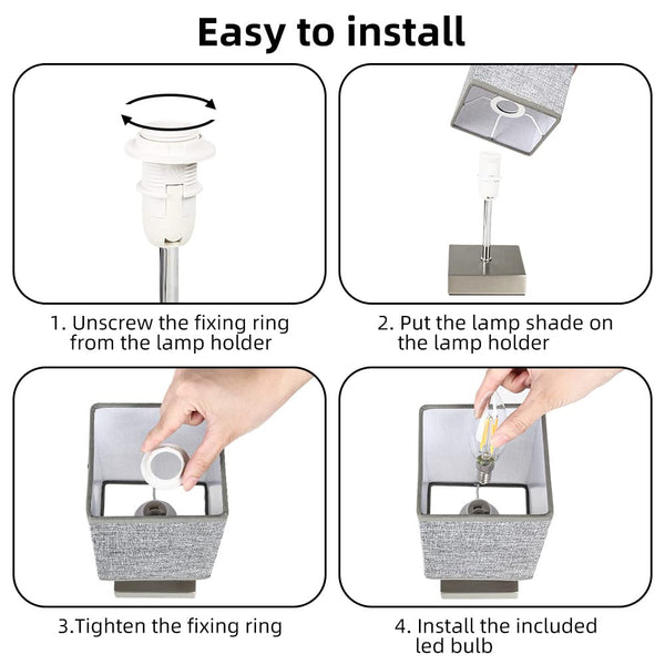 Aomeya Touch Control Table Lamp, 3-Way Dimmable Bedside Lamps Nightstand Lamps with Flaxen Fabric Shade for Bedroom Living Room,LED Bulb Included (Grey-1Pcs) (battery-1Pcs)