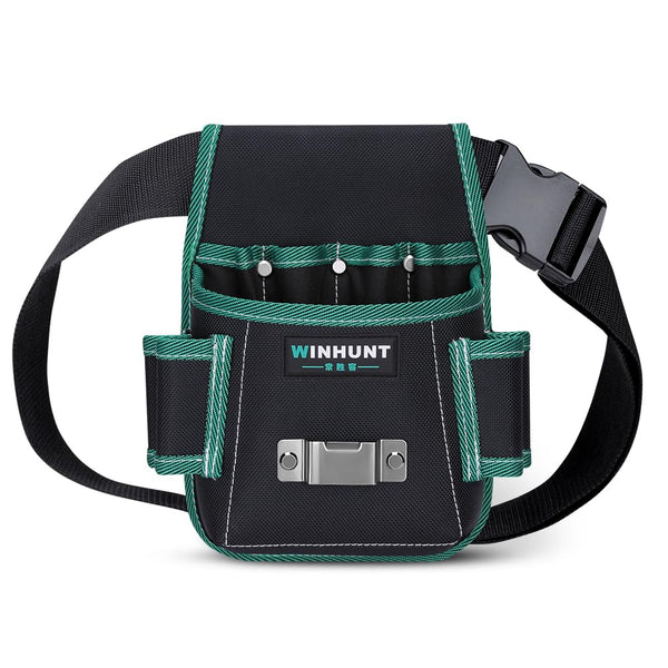 WINHUNT Tool Belt Pouch, Electrician Pouch 18 Pocket with Adjustable Nylon Belt 15x4x22cm Black (18 Pockets)