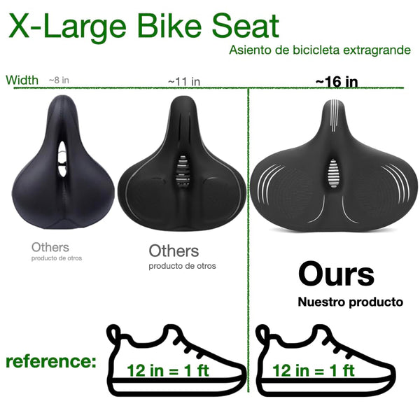 Plus Size Wide E-Bike/Electric Bike Seat Comfort Ride, Tall Asientos para Bicicletas, Ideal as Bicycle Seats for Men or Women with Extra Comfort