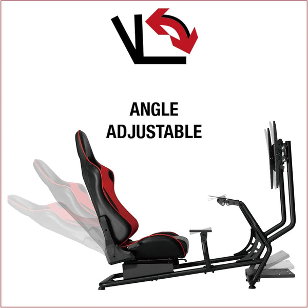 The Ultimate Racing Cockpit - suitable for Logitech, Fanatec, Thrustmaster, Xbox & Playstation, Pedal & Gear Shifter Mount – Reclining and Adjustable Seat for Racing Wheels